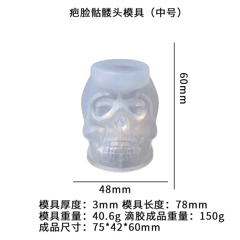 1 Pcs Scarface Skull Glue Mold Skull Silicone Candle Mold Halloween Diy Candle Molds for Candle Making Candle Mold