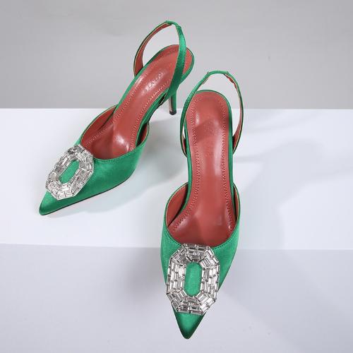 Fashion Elegant Rhinestone Satin Stiletto Heels Pointed Toe Women Sandals Summer Fashion Shoes