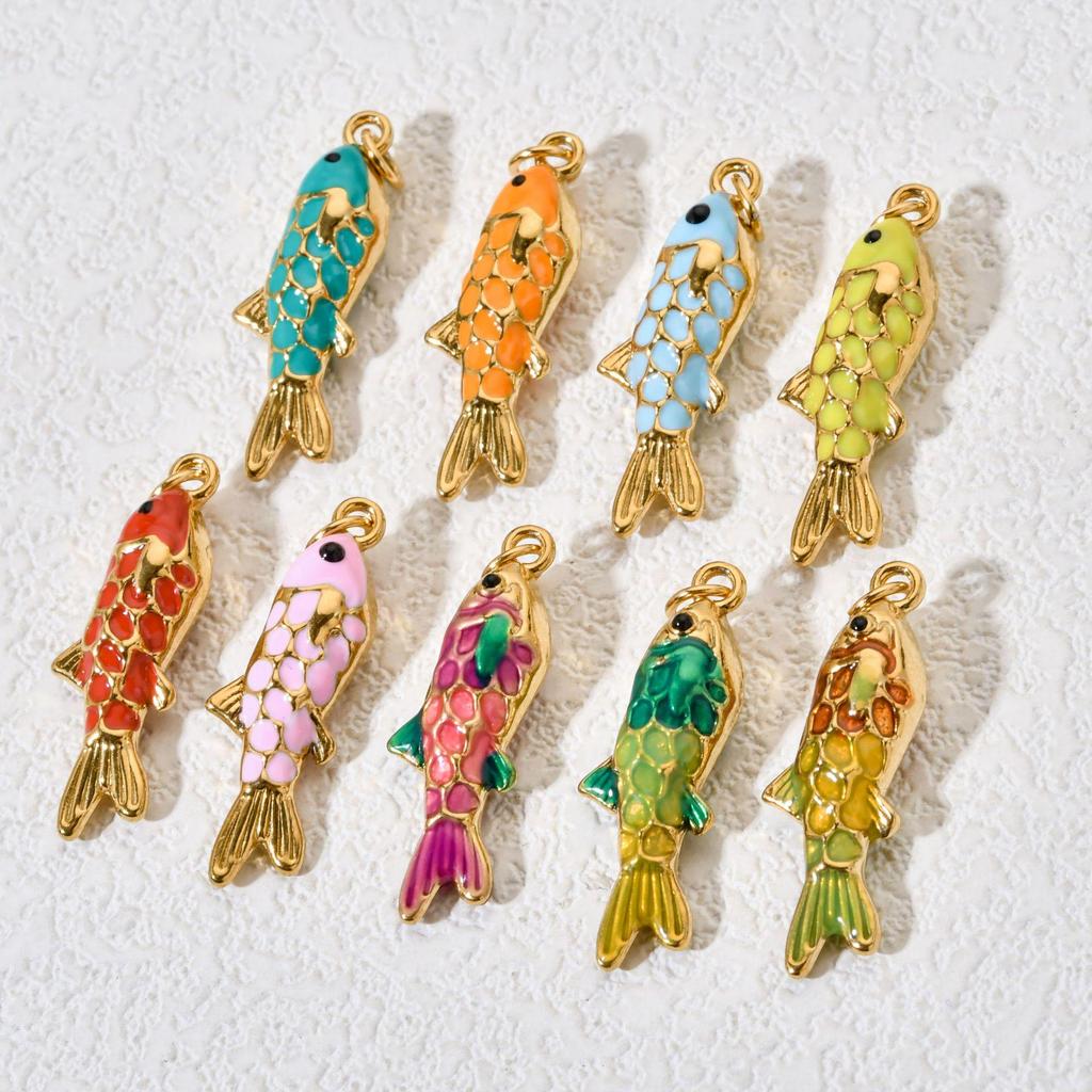 Gold Koi Fish Stainless Steel Pendant & Earrings Jewelry Set