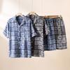 2026 New Summer Men's Pajama Set 100% Cotton Thin Jacquard Exquisite Short Sleeve Shorts Two Piece Set Loose Large Home Clothes