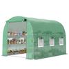 Walk-in Greenhouse with Shelves, Polytunnel Greenhouse with Roll-Up Door, 6 Mesh Windows,198 X 275 X 191 Cm, Green