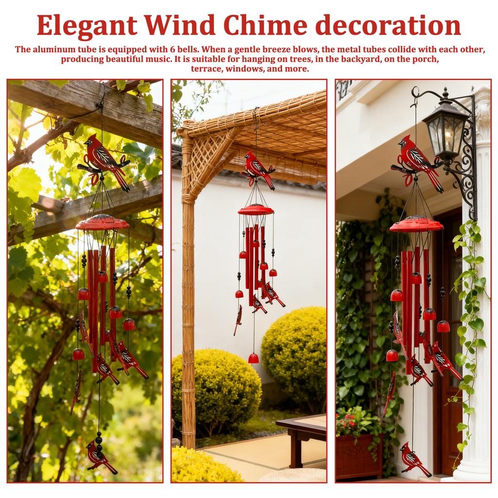 Bird Wind Chime Outdoor Hanging Decor Aluminum Tube Metal Bird WindChimes for Home Patio Tree Garden Porch Yard Decorations
