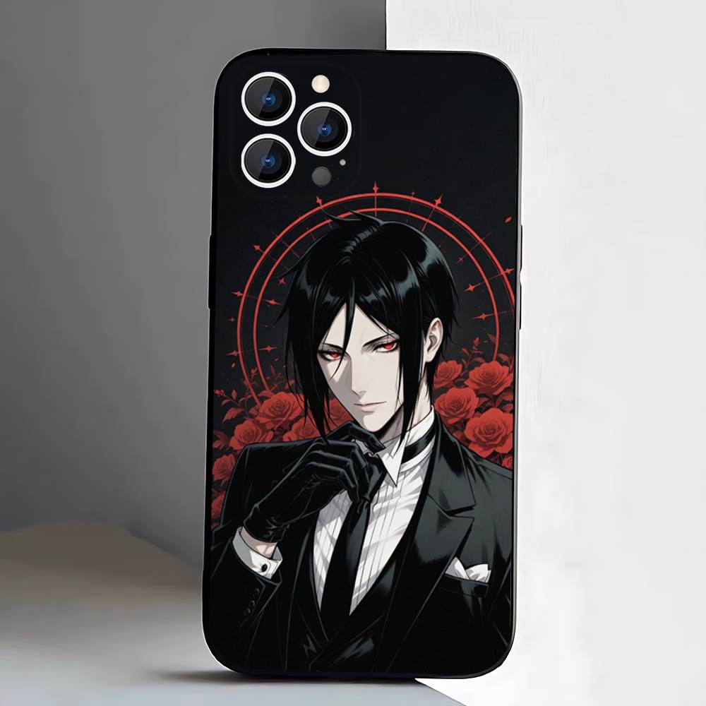 Black Butler ANIME Handyhülle Für iPhone 17,16,15,14,13,12,11,Pro,Max,Plus,E,Air,Mini Schwarz Stoßfest Funda Hülle