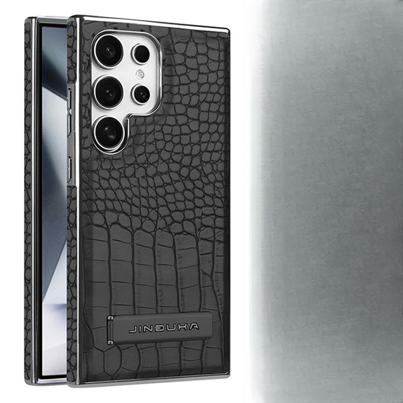 Suitable for Samsung S24ultra Mobile Phone Case Crocodile Pattern Magnetic Absorber Samsung Full-inclusive S25u Bracket 23u Men's Leather Case