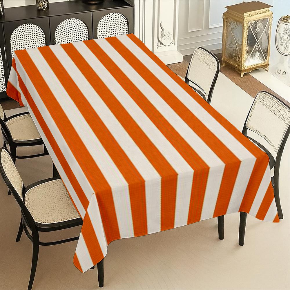 Orange and White Stripes Rectangle Tablecloth for Table Decor Washable Geometric Kitchen Dining Table Cloth Holiday Party Decor