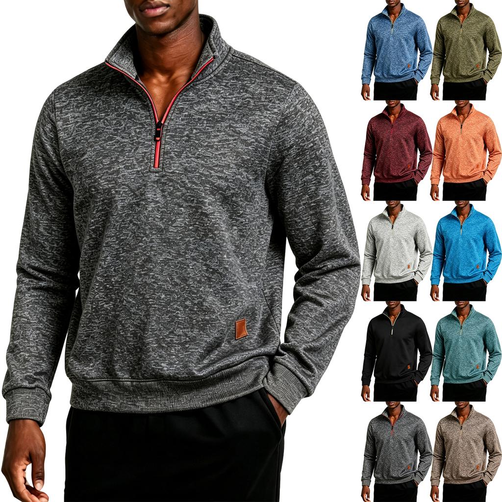 Men's Knit Pullover with Stand Collar and Light for Casual Wear