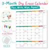 Dry Erase 3 Months Calendar Large Size Schedule Planning Table Hot Wall Calendar  Family Planning