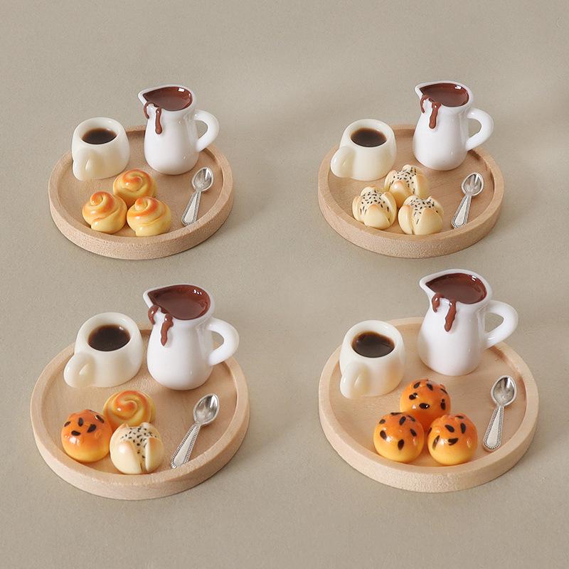 Handmade Mini Dollhouse Pastry Coffee Cup & Spoon Decoration Set