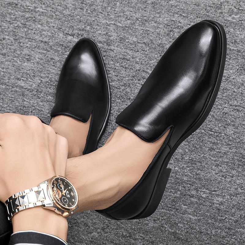 Mote Forretninger Formelle slip-on skinnsko Herre fritidsmokkasiner Svart bryllupssko Kjole Mote Oxford Sko Spisse kontorsko