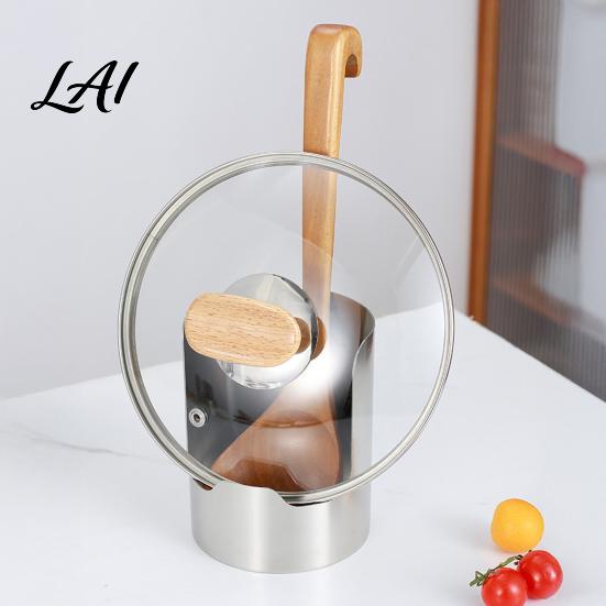 Space Saving Spatula Spoon Rest Stainless Steel Pot Lid Organizer Vertical Cutting Board And Metal Cover Drying Rack Holder