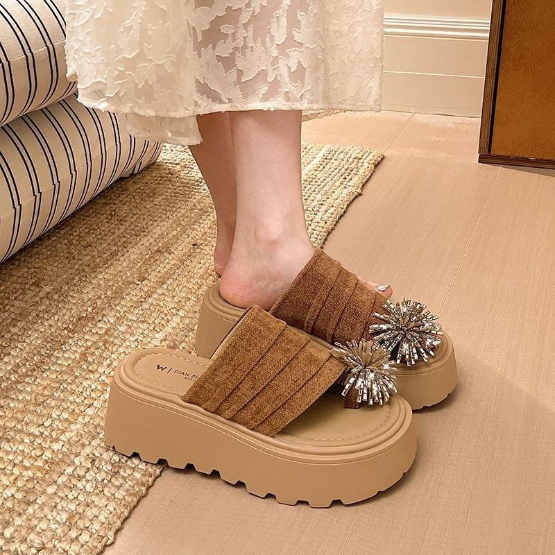 Retro Commuter Cover Toe Birkenstocks Women'S Summer Outer Wear Stacked Fashion High-End Fireworks Half Slippers