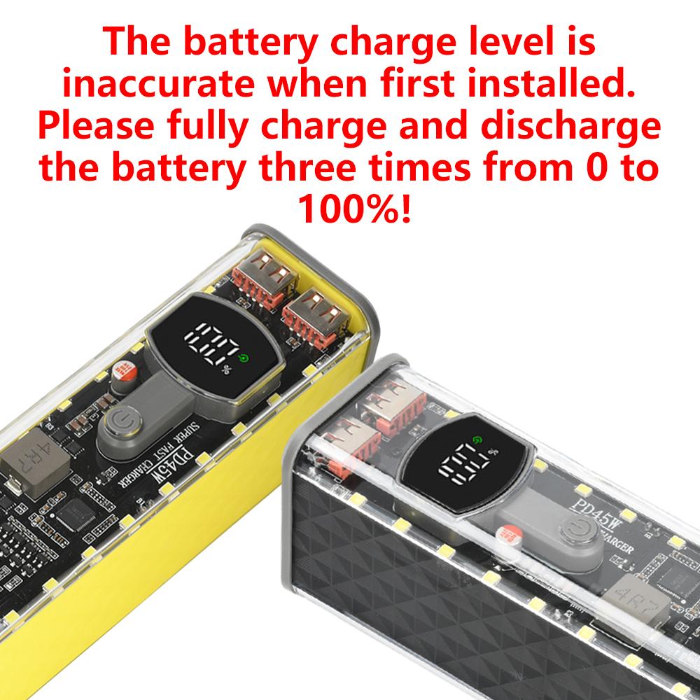 8x18650 Solderless Battery Case PD45W Super-Fast Charging Portable Power Bank Housing With Integrated Outdoor Lighting