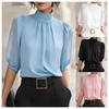 Women's Fashion High Neck 1/2 Sleeves Casual Blouses & Shirts