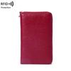 RFID Long Wallet: Top Grain Cowhide Passport & Document Holder with Zipper Phone Pouch for Men & Women