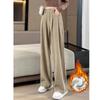 Autumn Winter Lady Snow Warm Pants Classic Fleece High Waist Trousers Women Straight Leg Plush Thermal Casual Pants