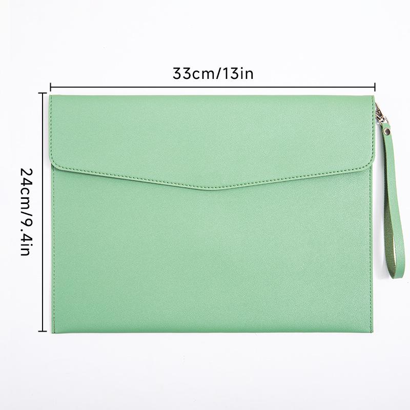 Leather A4 Document Folder - Korean Style Customizable File Bag with Logo Option