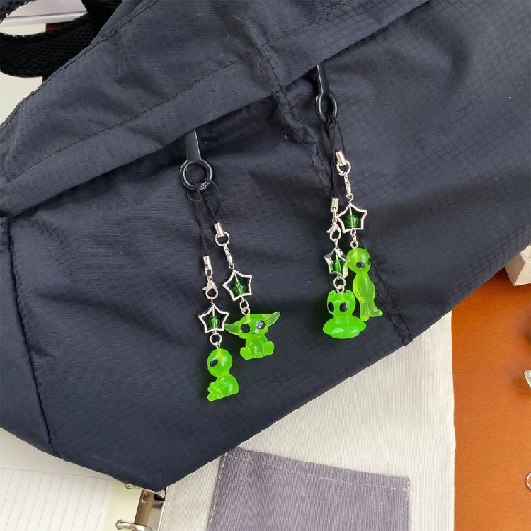 Miniature Alien Figure Keychain Glowing Resin Novelty Ornament for Bags And Keys Stylish Phone Accessory