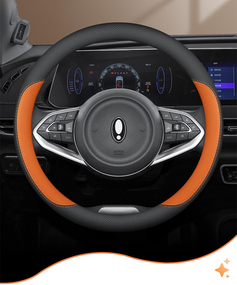ORA Cat Leather Steering Wheel Cover - Ultra-thin, Anti-slip, Genuine Leather for Good Cat, Lightning Cat, Ballet Cat GT, IQ, Black Cat.