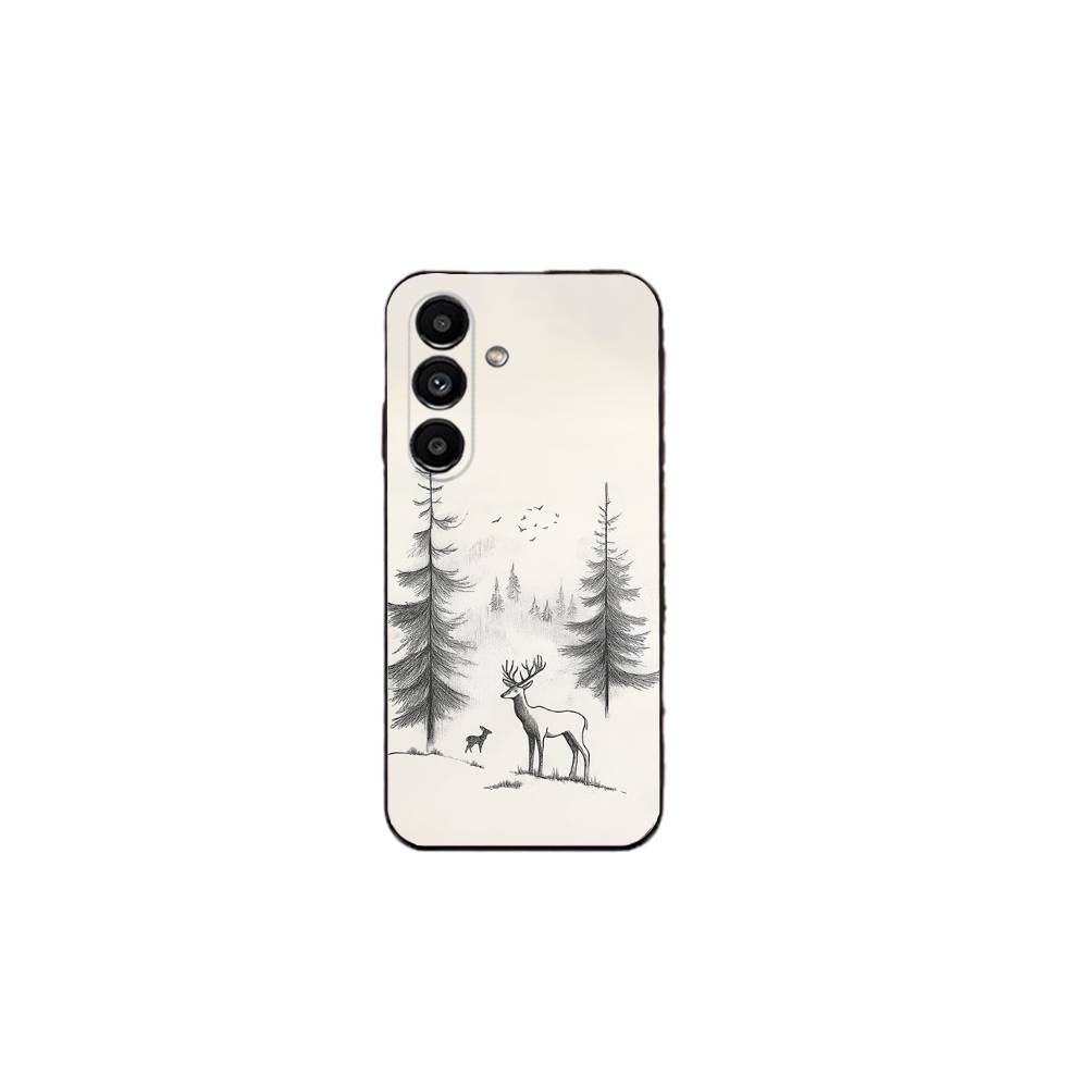 

Deer Lichee Pattern Simple Retro Phone Case For Samsung S25,S24,S23,S22,S21,S20,Ultra,Plus,FE Black Soft Cover SamsungS26