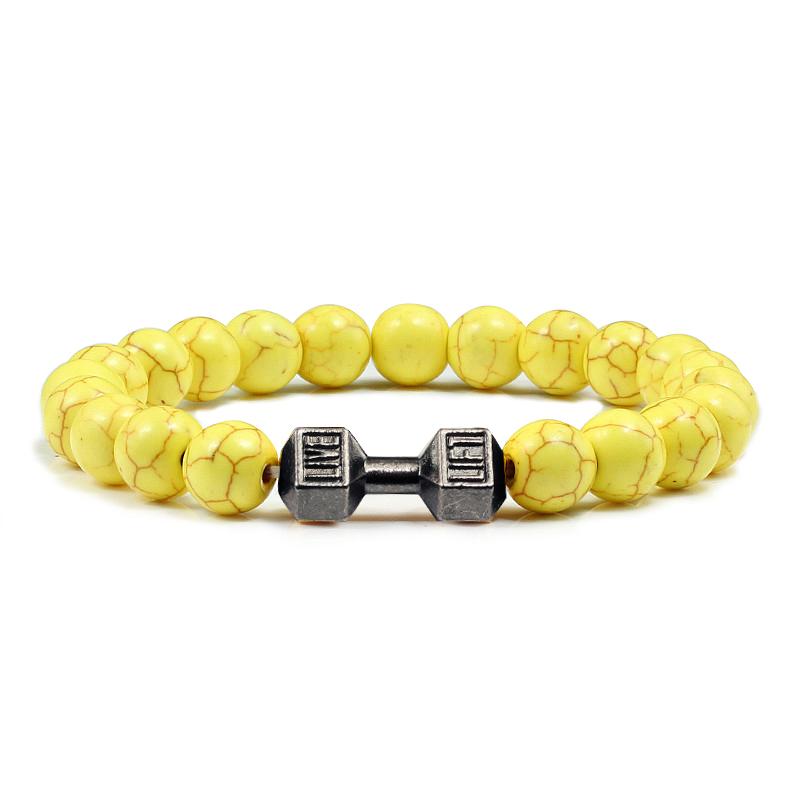 14 Style Dumbbells Lava Stone Beads Bracelets Bangles Women Jewelry Men Bracelet Metal Accwssories Bileklik Couple Pulseras