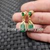Ice Jade Green Chalcedony Water Drop Earrings with Agate and Diamond Inlay