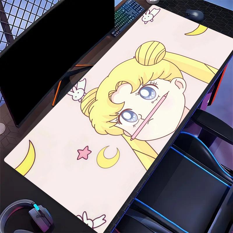 Cuscino con Stampa Sailor Moon Antiscivolo Tappetino Grande Mousepad per Laptop/Tablet XXL Tappetino per Mini PC con Bordo Bloccato