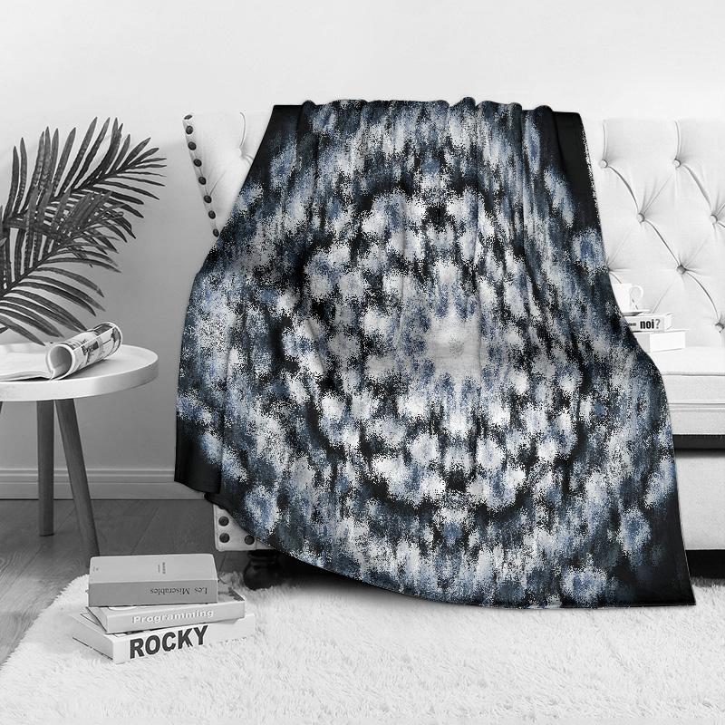 Dark Grey Floral Print Blanket Soft Cozy Fleece Throw Blanket Bed Sofa Decorative Gift for Women Kids