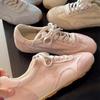 Leather Soft-Soled Training Shoes Women'S Spring Flat-Soled Lace-Up Casual Sports Shoes