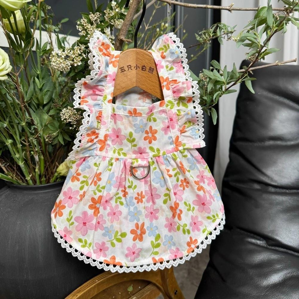 Summer Puppy Skirt Floral Print Corgi Teddy Clothes New Cat Dog Skirt  for Small Dog