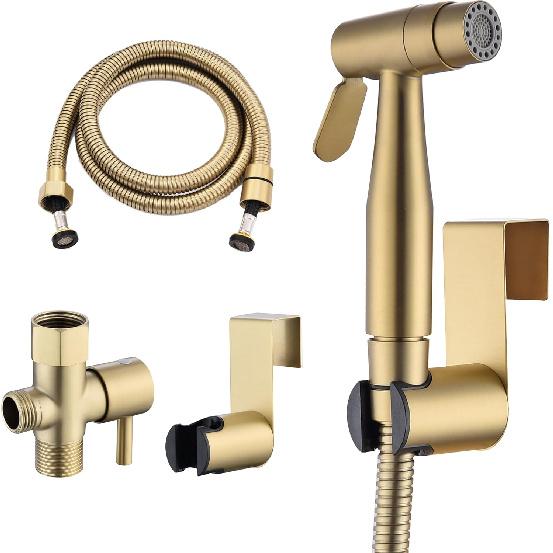 Brushed Gold Bidet Sprayer for Toilet, Senhozi Stainless Steel Spray Head with Jet Spray and Soft Spray Modes, Bathroom Handheld Spray for Cloth