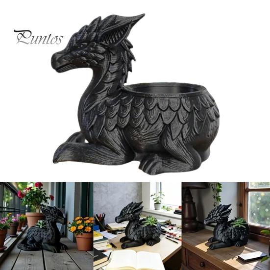 3D Printed Flower Pot Dragon Planter Pot, Mini Succulents Herb Plants Desk Indoor Outdoor Container, Home Balcony Desktop Decoration Small