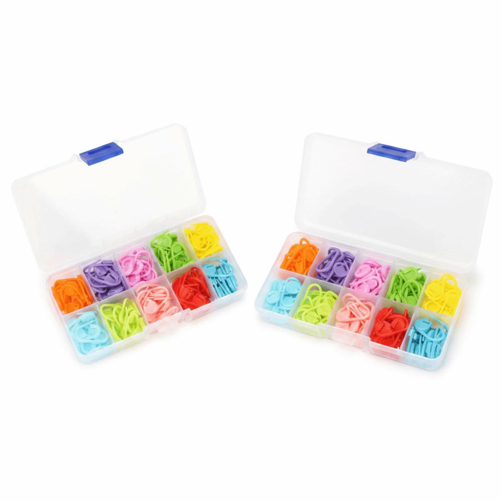 260pcs 10 Colors Knitting Stitch Markers Plastic Material Needle Clip Design Locking Stitch Markers Storage Case Included