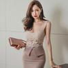 2019 Sommer Koreanisches Spitzen-Hosenträgerkleid – Slim Fit OL-Stil