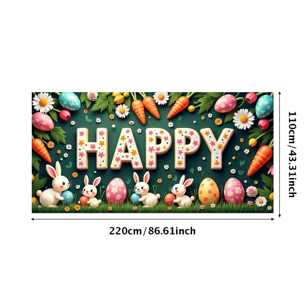 Easter Bunny Decoration Background Easter Eggs Banner Photography Props Outdoor Garden Decors Easter Party Home Supplies 2025