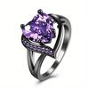 European and American New Able Love Purple Zircon Embellished Dragon Patterned Stainless Steel Couple Ring