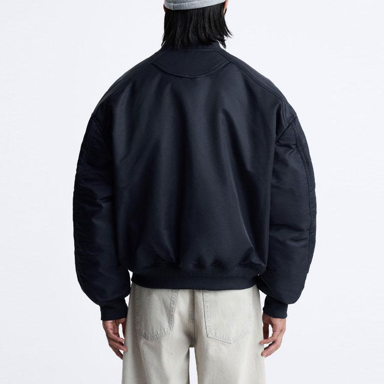 Zara Reißverschluss Baseballkragen Fliegerjacke Herren Jacken Marineblau 8281842-401