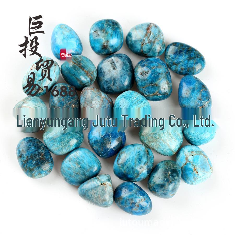 Blue Apatite Tumbled Stone Incense Holder and Raw Stone for Aquariums and Kids' Digging Activities