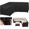 Gartenmöbelabdeckung V-Form Wasserdicht, 210D Strapazierfähiges Oxford-Gewebe Outdoor Rattan Ecksofa Abdeckung mit Wasserdichtem Band, 215x215x87cm