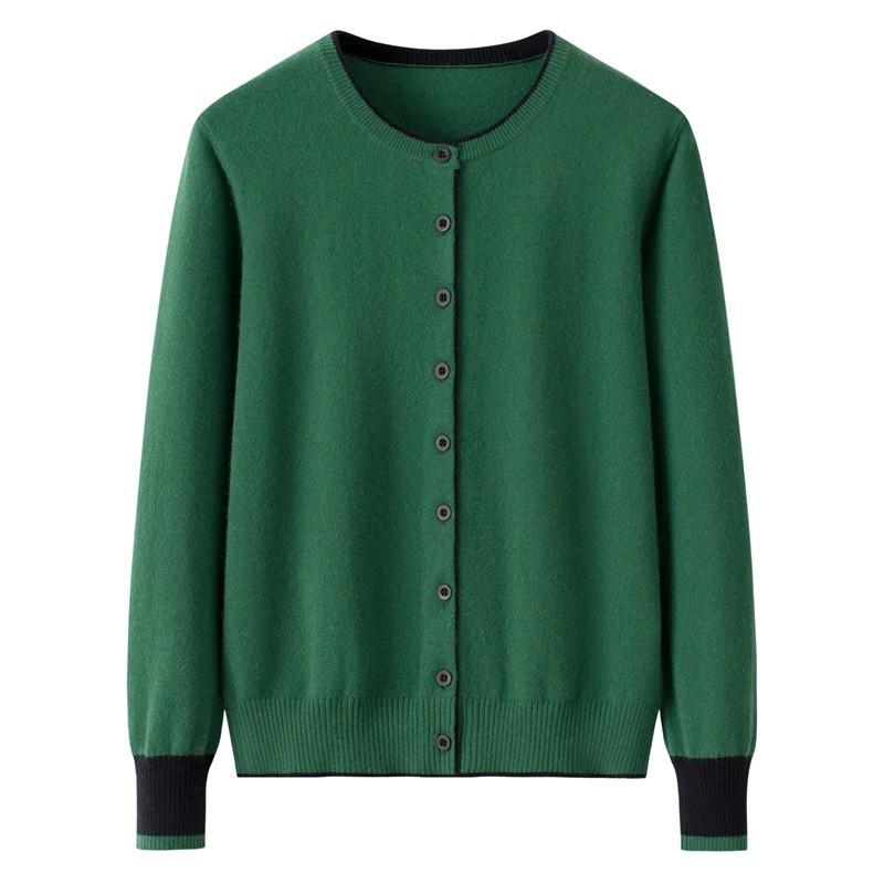 

Early Autumn Women s Color Block Cashmere Cardigan - Round Neck, 9 Resin Buttons Sweater Coat 4XL
