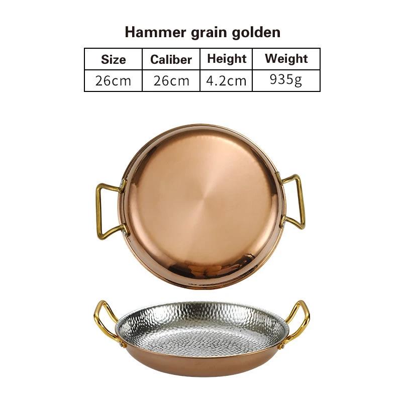 304 stainless steel Spanish seafood rice pot Commercial crayfish plate Flat bottom stewed rice pot Double ear frying pan hotpot