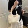 Niche Simple Solid Color Tote Bag Women's New Personalized Fashion Simple Shoulder Bag Literary and Casual Canvas Bag