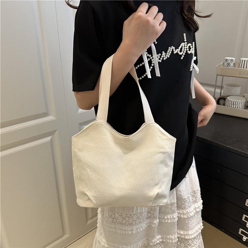 Niche Simple Solid Color Tote Bag Women's New Personalized Fashion Simple Shoulder Bag Literary and Casual Canvas Bag