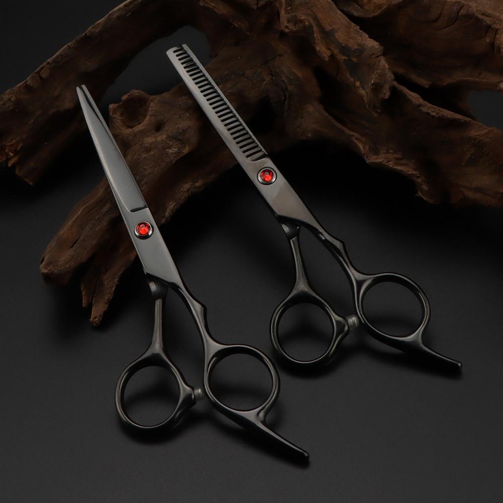 Professional 6 '' Scissor Red Gem Hair Cutting Scissors Haircut Thinning Barber Tools Cut Shears Hairdresser Scissors