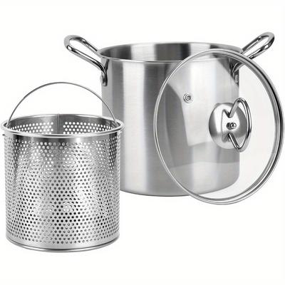 3,5 l Fritteusentopf mit Ölabtropf-Abtropfer Weitmaulpfanne Edelstahl Fritteusen-Kochtopf für Party Restaurant Küche Esszimmer Picknick