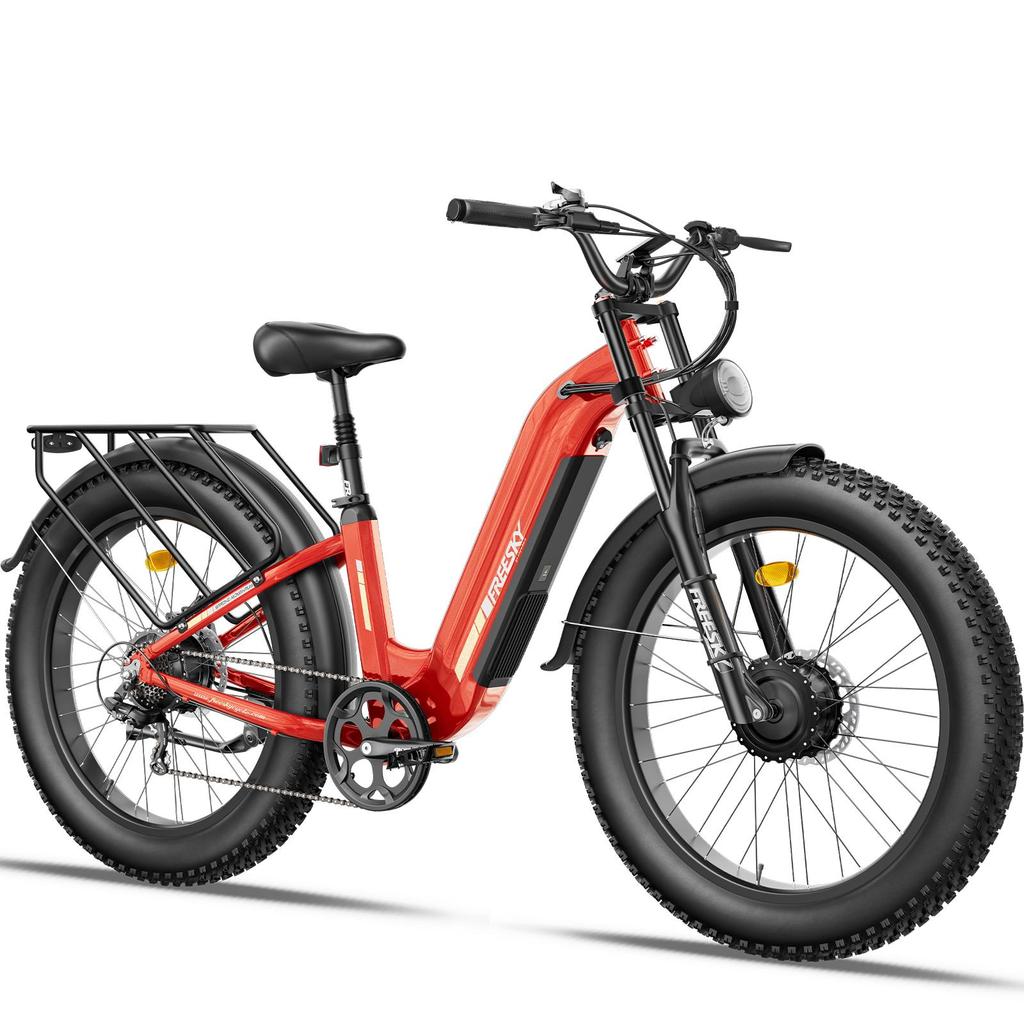 Freesky M540 Electric Bike, 2 * 160NM Dual Motor, 48V 23AH Battery, 26*4.0'' Tires, 32MPH, LCD Display, Hydraulic Brakes