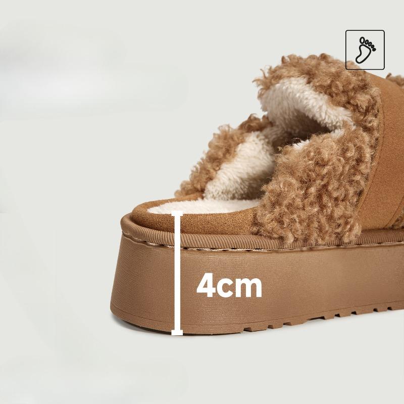 New Fashionable and Versatile Cotton Shoes and Slippers, Indoor Warm and Fleece Height-increasing Shoes