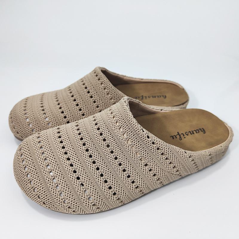 

Fashion Fashion Tribe Woven Hollow and Breathable Baotou Semi-drag Women Wear 2025 Spring and Summer New Thick Soft-soled Cool Slippers 35