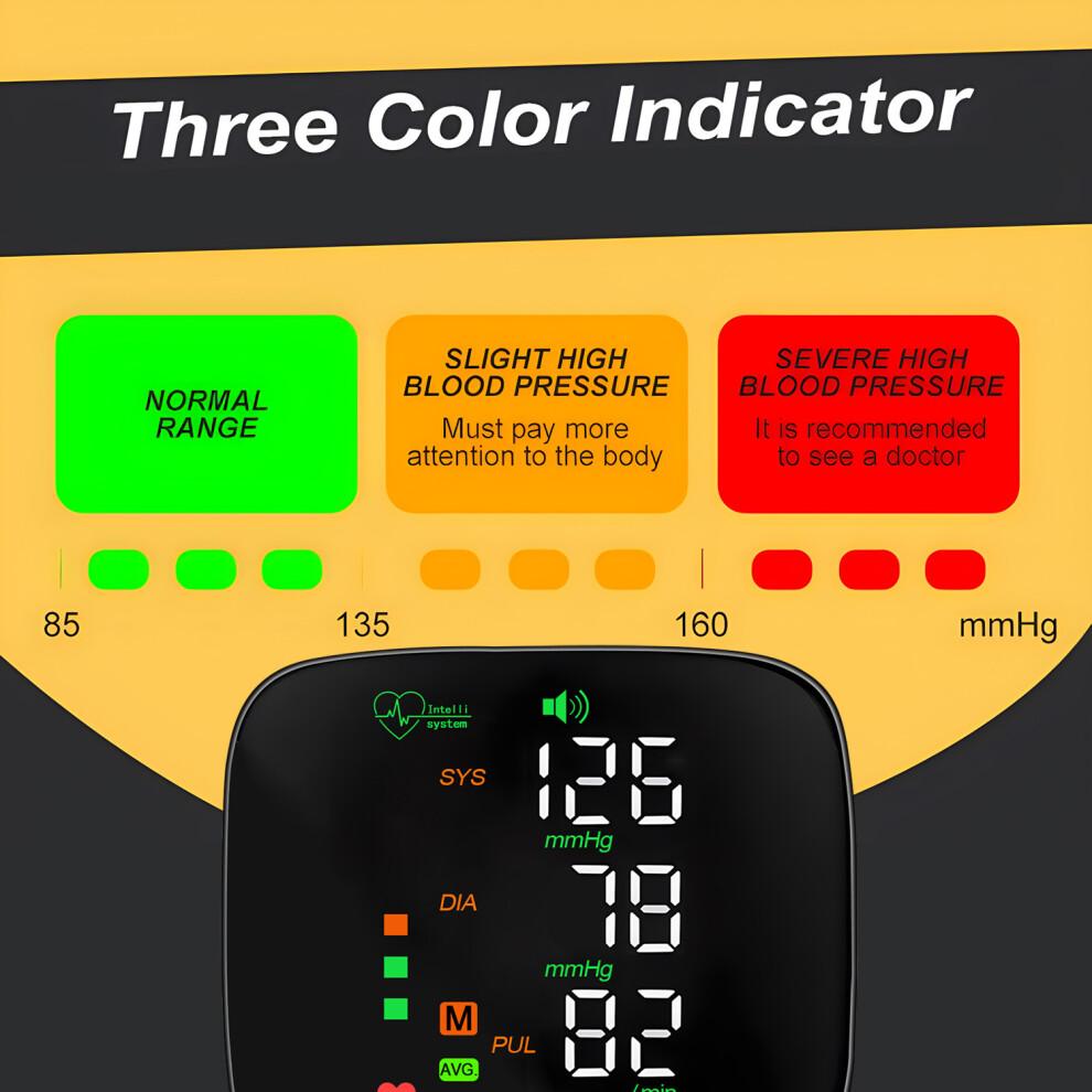 Rechargeable Wrist Digital Blood Pressure Monitor with LED Heart Rate - Large HD Display, 99-Reading Memory, Smart Color Indicators