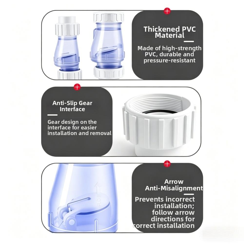 Transparent PVC Check Valve For Pool Pump 9.25-11 Inch Anti-Backflow Water Filter Accessory For Swimming Ponds Spas