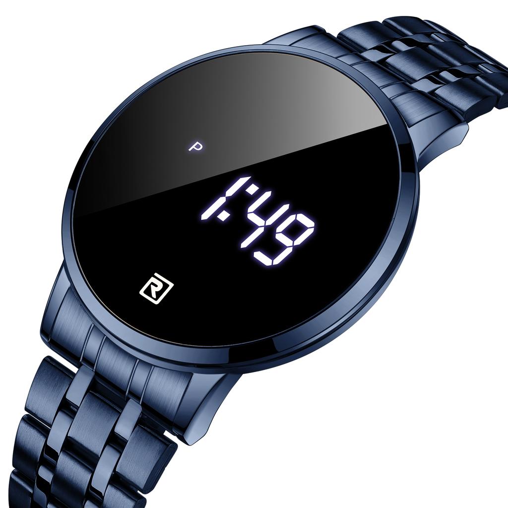REWARD Reward Brand Reloj Digital Watch Quartz Men Casual LED Touch Screen Stainless Steel Black Year Month Simple Wrist Watch for Men